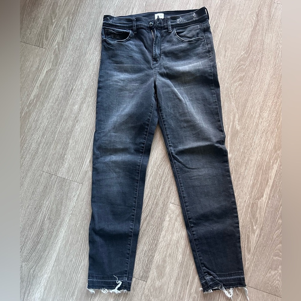 Sneak Peek Dark Wash High Rise Raw Frayed Hem Skinny Jeans 11